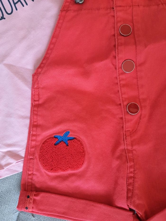 Ensemble Catimini t-shirt et salopette short taille 6 mois neuf avec étiquettes - photo numéro 3