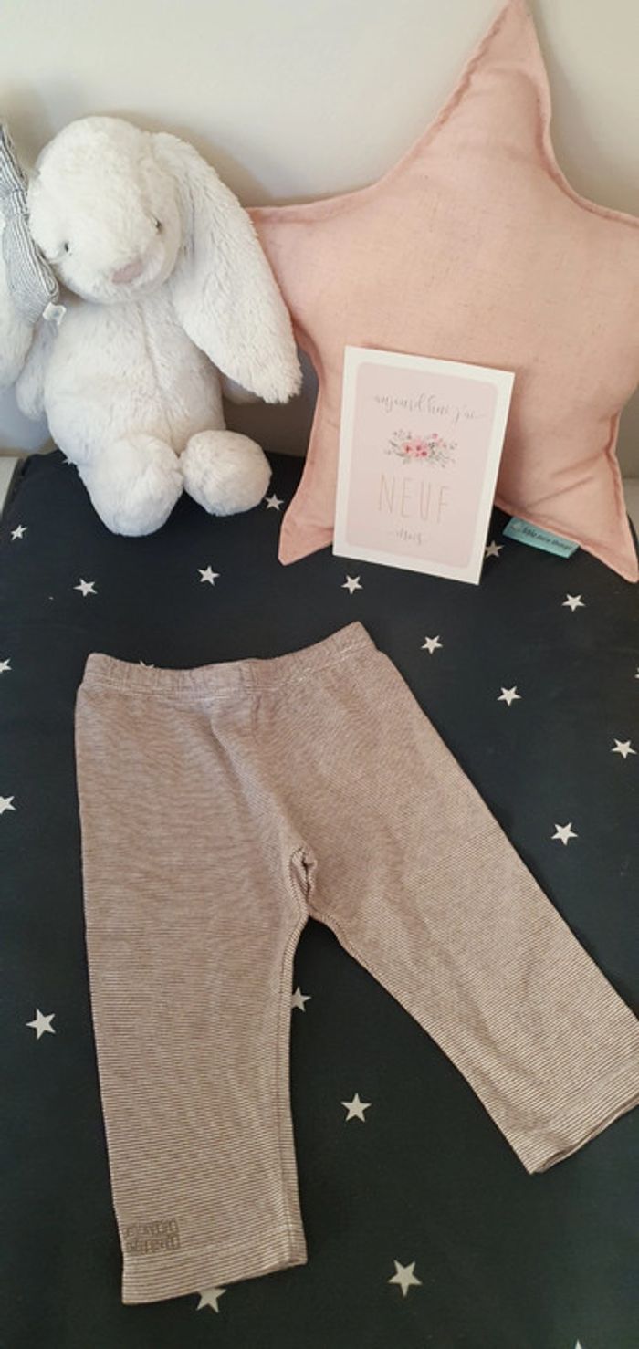 Legging rayé marron et blanc Catimini taille 9 mois en excellent état