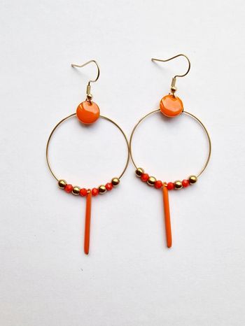 Boucle d'oreille créole orange