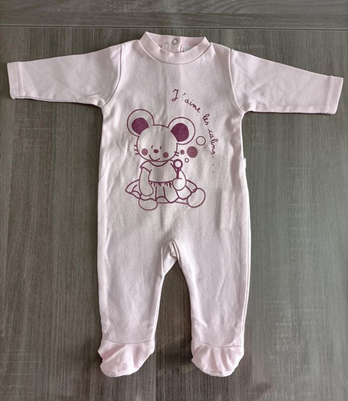 Pyjama coton 🐭 rose pâle 1 mois