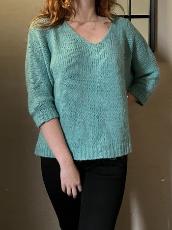 Pull manche 3/4 bleu clair