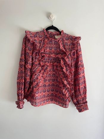 Blouse Sézane volantée à motif géométrique