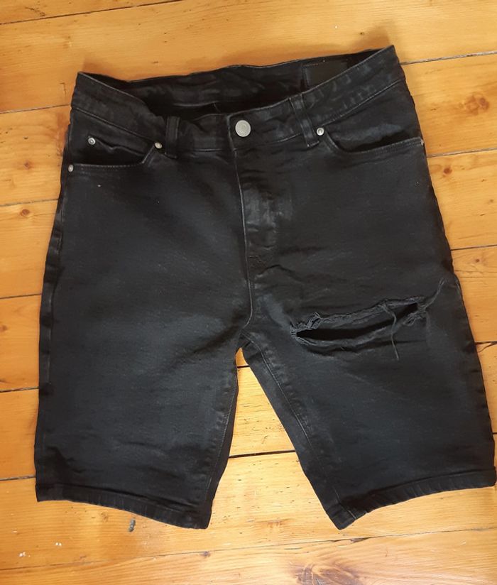 Short jean noir déchiré Homme S