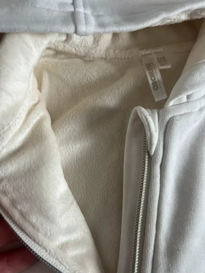 Sweat zippé blanc fourre bébé fille 23 mois - photo numéro 3