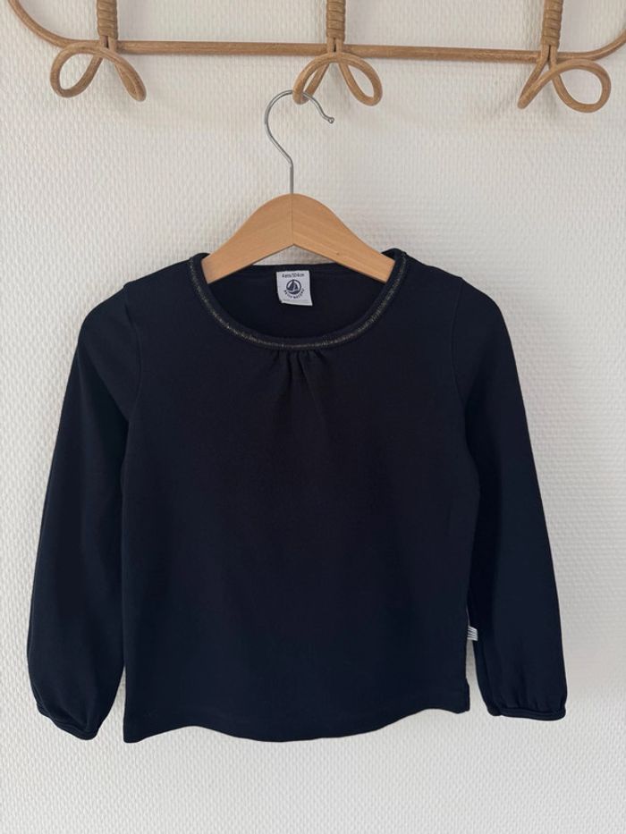 Petit Bateau - Teeshirt manches longues bleu marine 4 ans