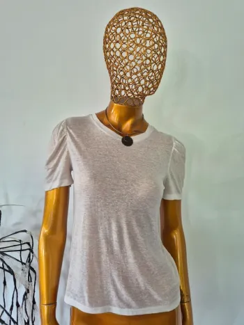 Tee-shirt Manches Courtes Crème Femme Taille S/36