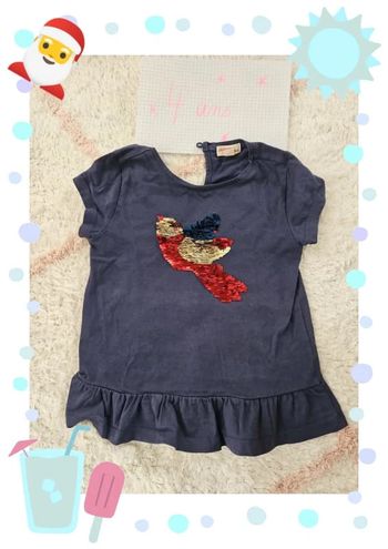 Top tes shirt debardeur fille 4 ans dpam bleu marine oiseau