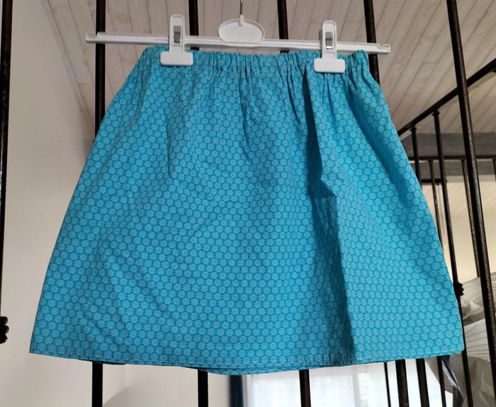 Jupe légère bleu turquoise à fleurs 10 ans - photo numéro 2