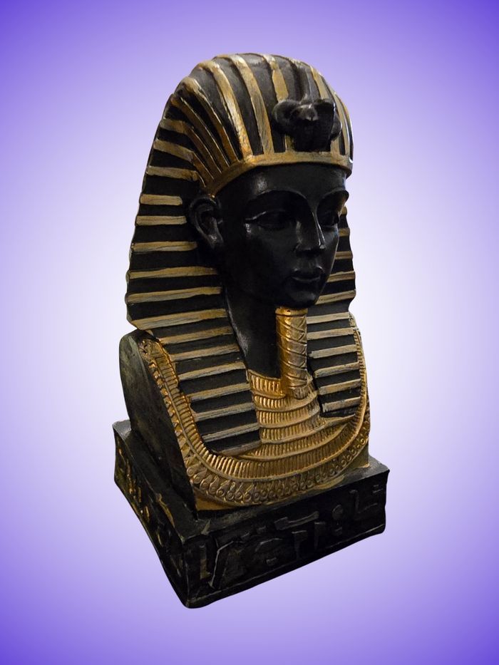 Statuette Décorative Buste Égyptien – Pharaon Toutankhamon – Noir et Doré – Déco Orientale – Bon État - photo numéro 2