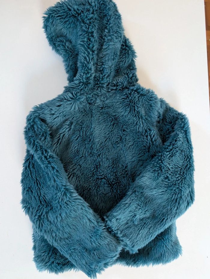 Manteau sherpa mouton fausse fourrure Okaidi 3 ans bleu canard neuf - photo numéro 2