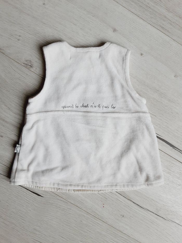 Vêtement bébé fille robe velours blanc chat Orchestra 1 mois - photo numéro 3
