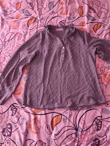 Blouse a motifs bleu marine bleu ciel et jaune 