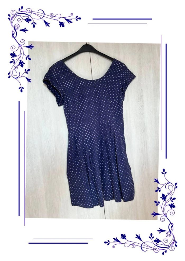 Jolie robe Ckh marine à pois blanc 40