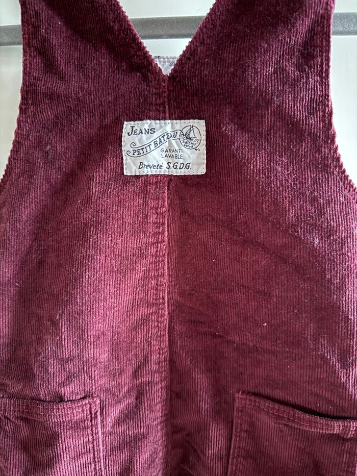 Salopette bordeaux en velours Petit Bateau taille 74 cm 1 an - photo numéro 2