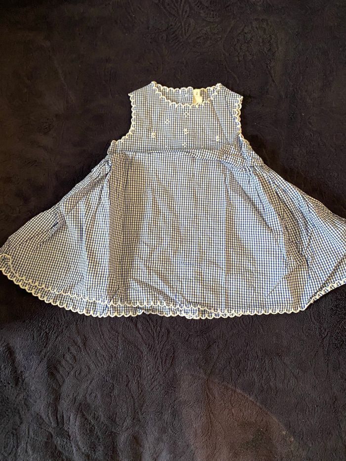 Robe carreaux blanc bleu cyrillus 3 mois - photo numéro 2
