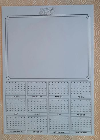 Calendrier 2025 à colorier