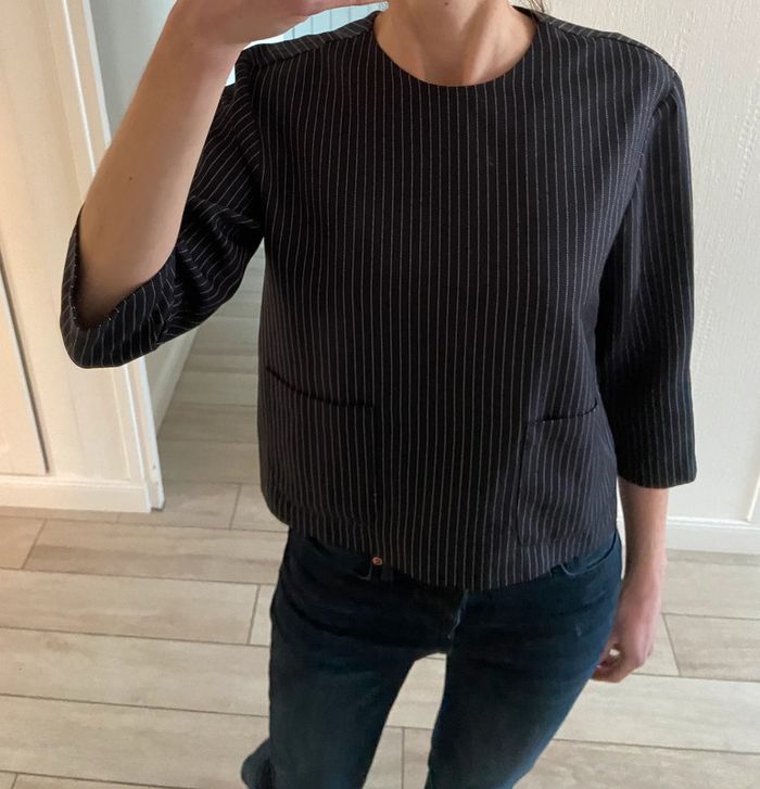 Jolie blouse marine rayée Monoprix 36