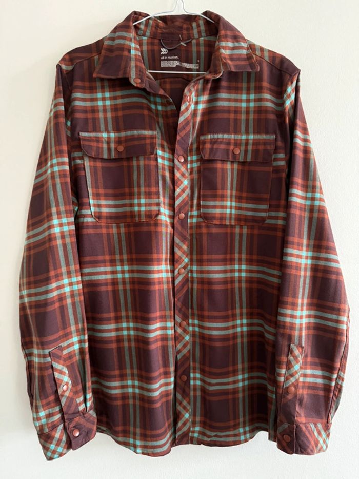 Chemise / Surchemise vintage dressing taille S coton / flanelle couleur bordeaux gris - photo numéro 2