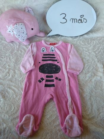 Pyjama grenouillère velours Fille 3 mois Tissaia