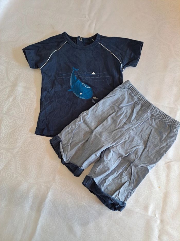 Ensemble short Tee-shirt bleu absorba 12mois