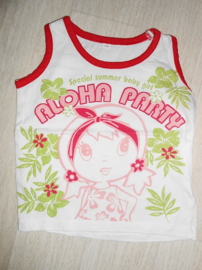 Tee shirt sans manches été fille 12 mois