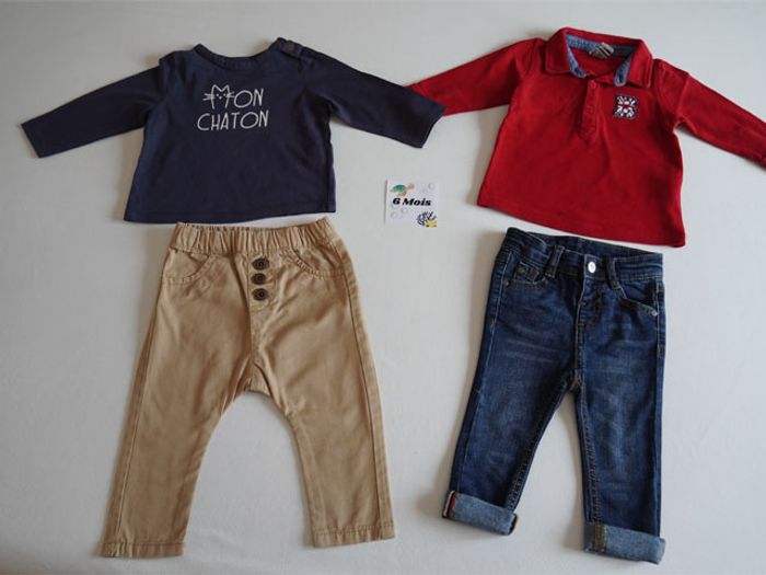 Lot n°12 Vêtements Tape à l'oeil 6 mois : 5 Pantalons + 1 Salopette + 6 Hauts - photo numéro 2
