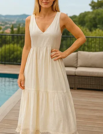 Superbe robe longue beige Gaudi bohème chic