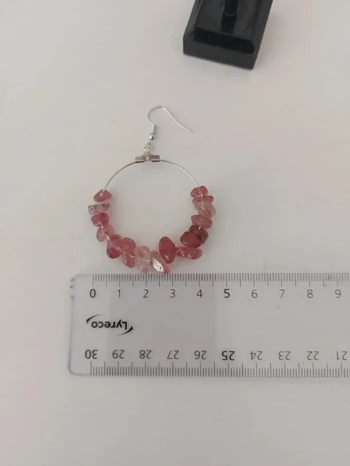 Boucles créoles en quartz rose - photo numéro 3