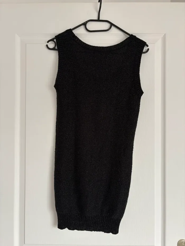 Pull à grosses bretelles noir paillettes Mim M très bon état - photo numéro 4