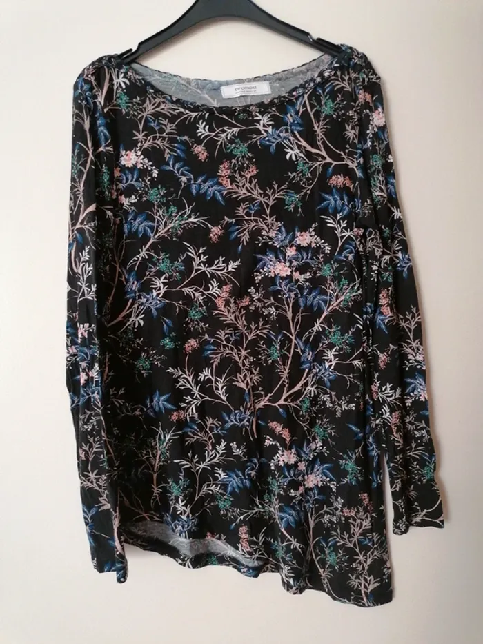Tee-shirt long fleurs Promod T.M