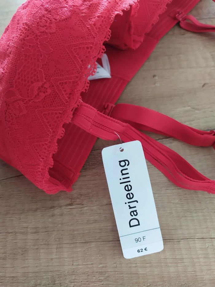 Soutien-gorge coques dentelle rouge Kaia taille 90F Darjeeling - photo numéro 4