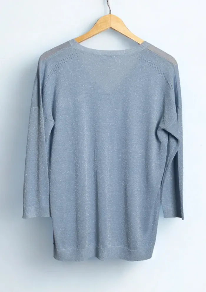 Pull fin bleu irisé Yuka Paris Taille 3 - photo numéro 4