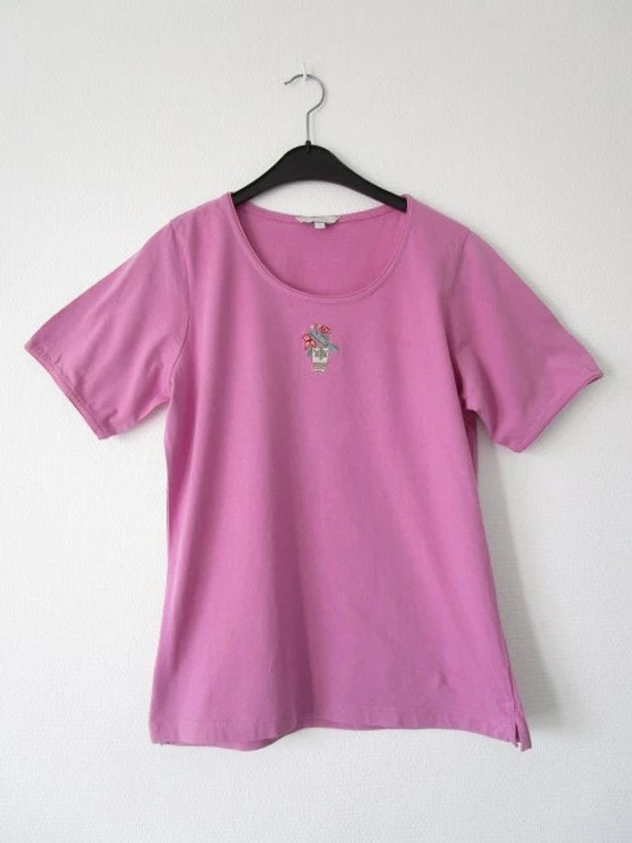 T-shirt mauve vintage fleurs 38/40 TBE - photo numéro 6