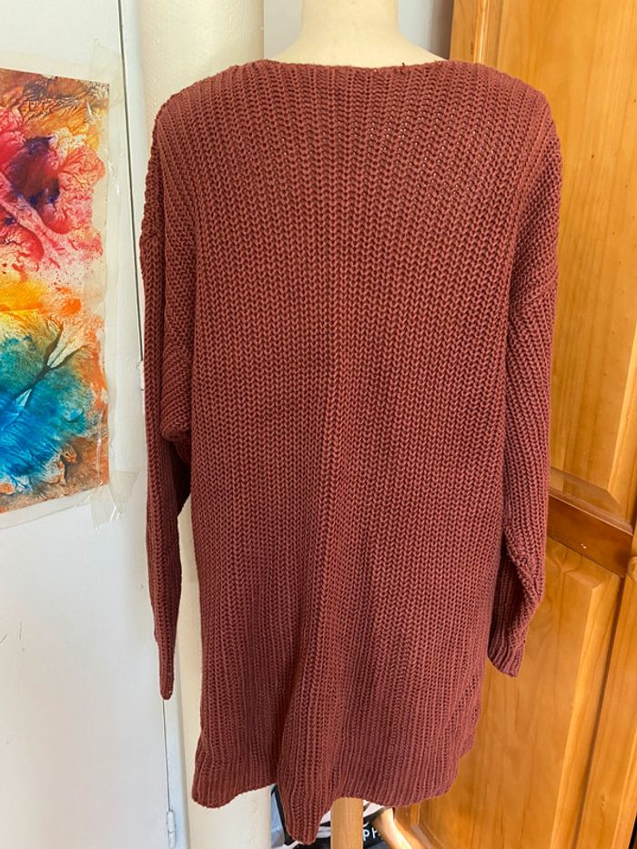 Beau gilet mi-long marron T. 46 femme TBE - photo numéro 5