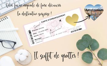Carte à gratter d'embarquements voyage, croisière découvrez la destination surprise,carte d'embarquement, boarding pass