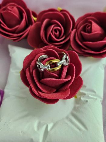 Bague avec maillons bicolore, acier inoxydable