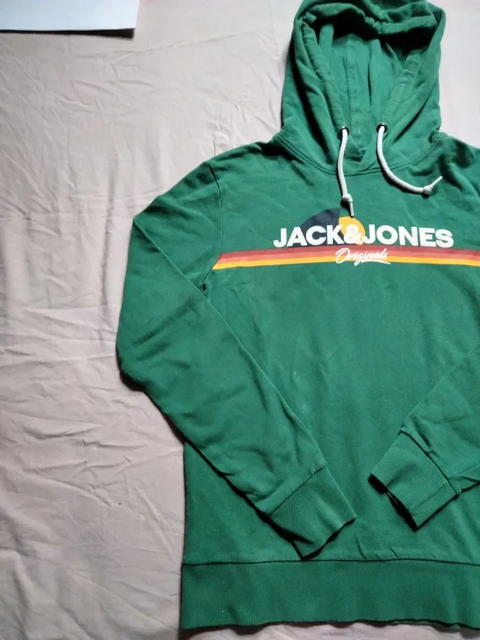Sweat à capuche vert vintage Jack&Jones Taille S - photo numéro 3