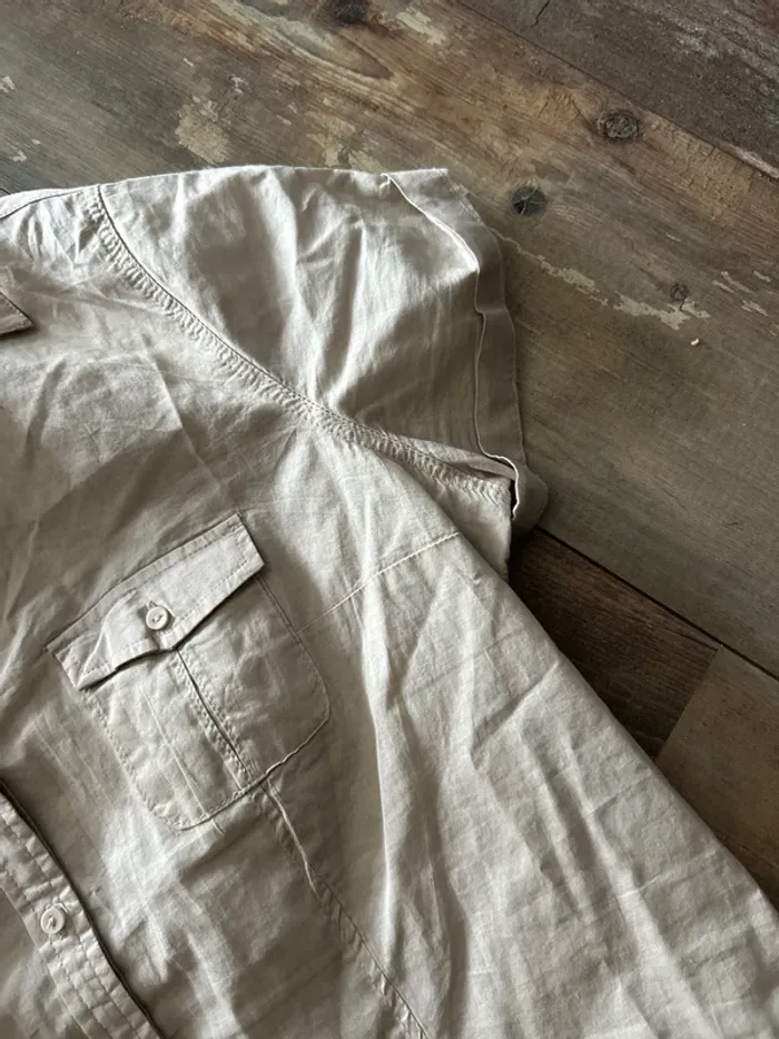 Chemise manches courtes beige coton - photo numéro 4