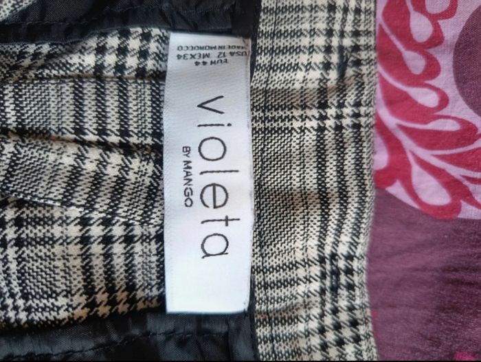 Pantalon rayée carreaux gris violeta parfait état tartan noir et blanc - photo numéro 3
