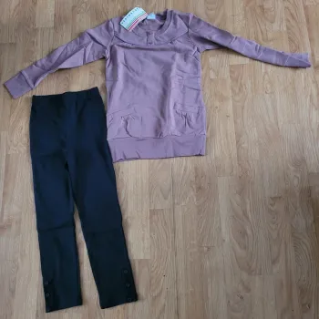💜 vertbaudet 7 ans neuf - ensemble FILLE sweat violet + legging marine 💜