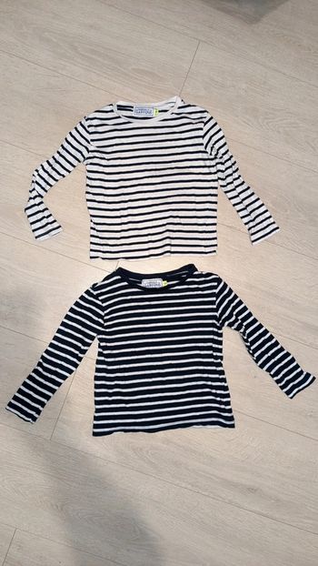 2 t shirts longues manches à rayures