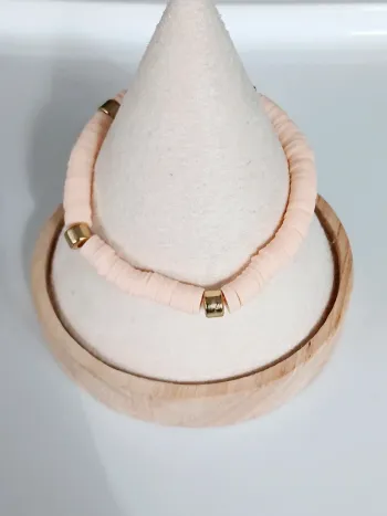 Bracelet perles heishi rose et doré | inspiration Zara Lou.Yetu