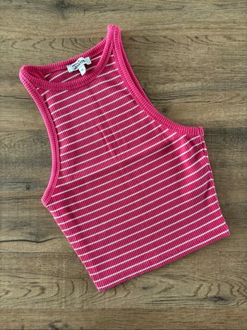 Débardeur rayé rose et blanc Jennyfer - Taille XS - Neuf