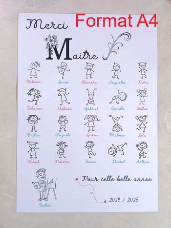 Magnifique Affiche format A4 cadeau Maître