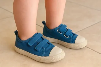 Baskets enfant bleu à scratch – pointure 26 (taille petit plus un 25)