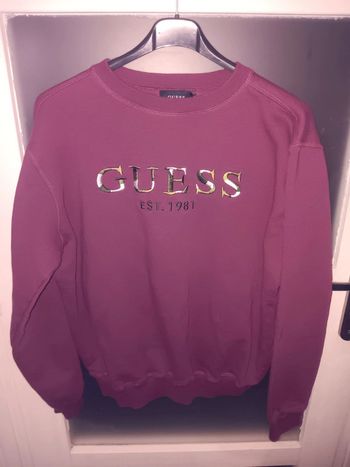 Sweat Guess bordeaux M logo holographique vintage