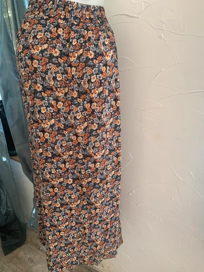 Jupe longue fleurie S-M taille élastique 100%coton - photo numéro 3