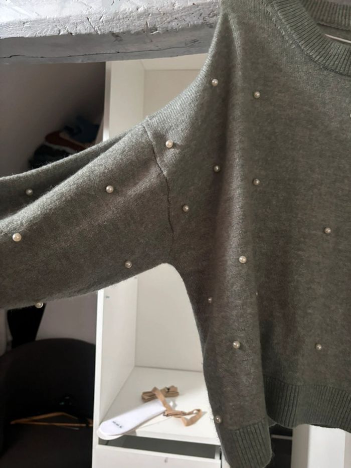 Pull femme vert clair perlé - photo numéro 3