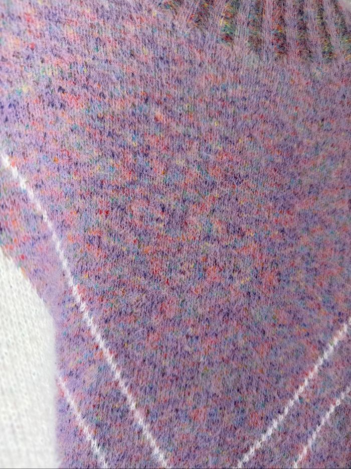 Pull mauve losanges blanc femme - photo numéro 3