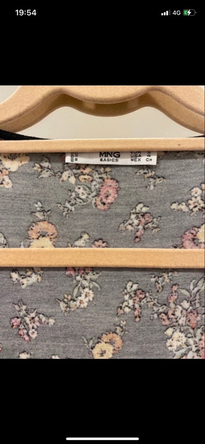 Robe taille s mango noire fleurie - photo numéro 2